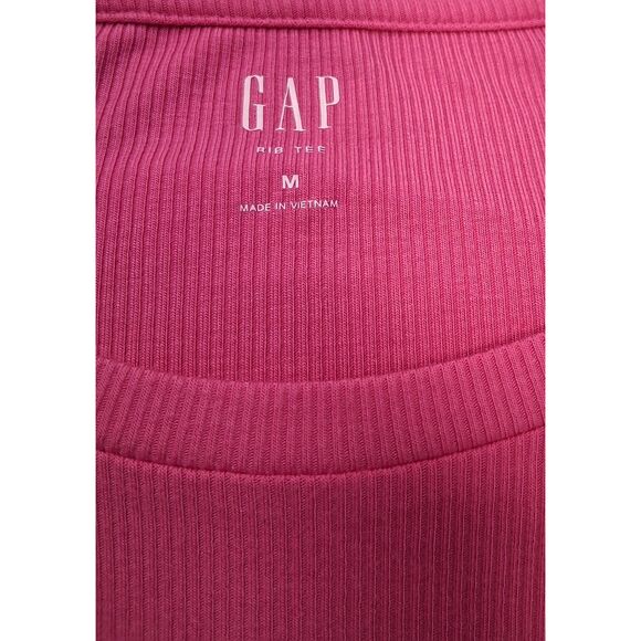 Gap womens medium ruffle flutter pink sleeve ribbed tshirt top - Picture 9 of 9